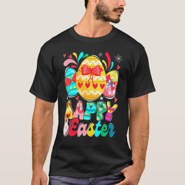 Awesome Egg Hunting Bunny Easter Happy Easter Day  T-Shirt (Front)