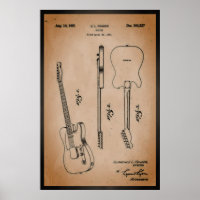 Awesome Electric Guitar Patent Art Cool and Retro