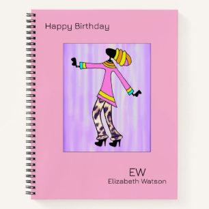 Awesome, Elegant Stylish Girl Happy Birthday Notebook