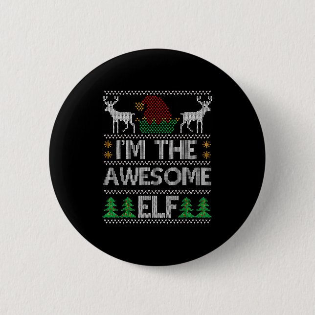 Awesome Elf Matching Family Group Christmas Party  6 Cm Round Badge (Front)