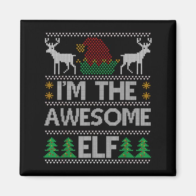 Awesome Elf Matching Family Group Christmas Party  Magnet (Front)