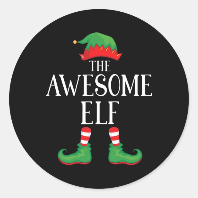 Awesome Elf Matching Group Xmas Funny Family Chris Classic Round Sticker (Front)