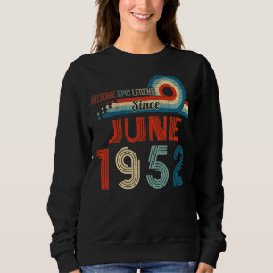 Awesome Epic Legend Since June 1952 70th Birthday Sweatshirt