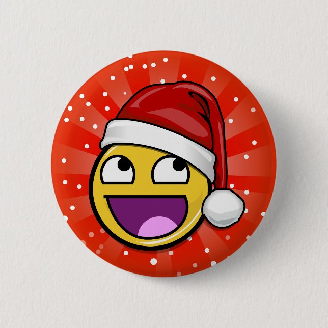 Awesome Face Christmas Santa Button (Front)