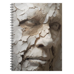 Awesome Face Protruding From The Old Plaster  Notebook