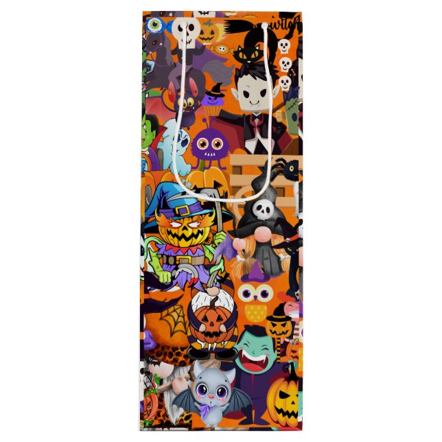 Awesome Faces of Halloween Wine Gift Bag (Front)