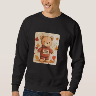 Awesome Fall Teddy Bear with Colourful Autumn Leav Sweatshirt