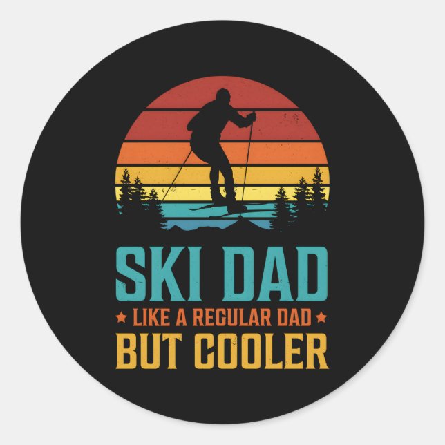 Awesome Fathers Day Ski Dad Classic Round Sticker (Front)