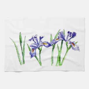 Awesome Feminine Blue Iris Design Photo Tea Towel