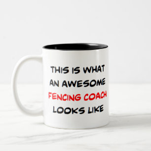 awesome fencing coach Two-Tone coffee mug