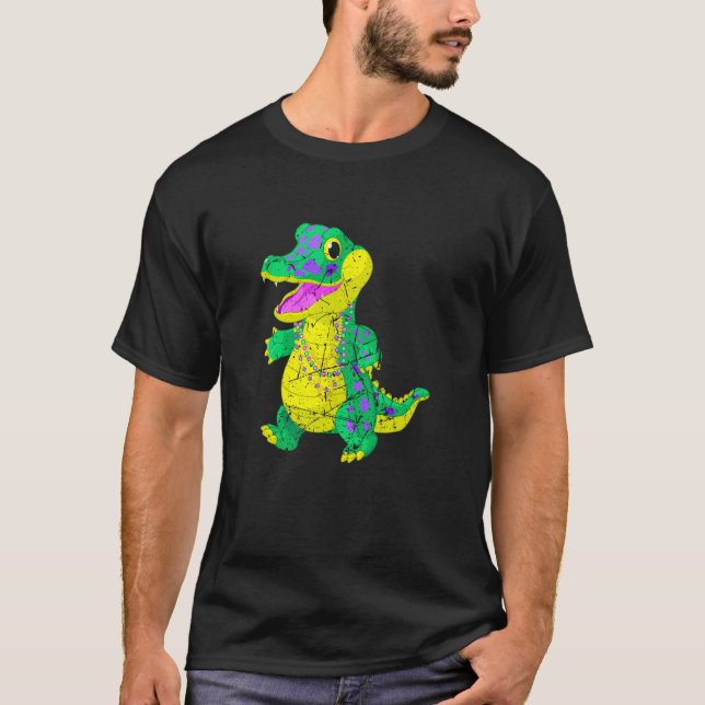 Awesome Festival Madri Gras Alligator Beads Men Wo T-Shirt (Front)