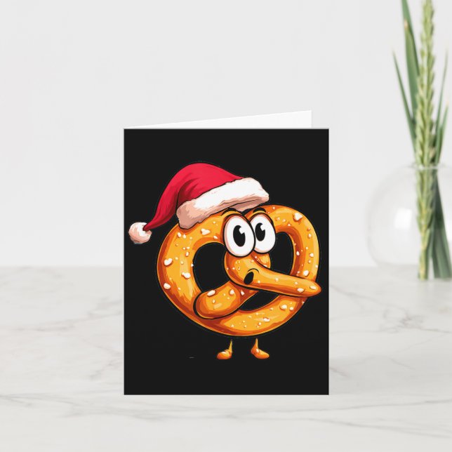 Awesome Festive Pretzel With Santa Claus Hat Costu Card (Front)