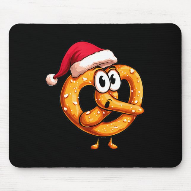 Awesome Festive Pretzel With Santa Claus Hat Costu Mouse Mat (Front)
