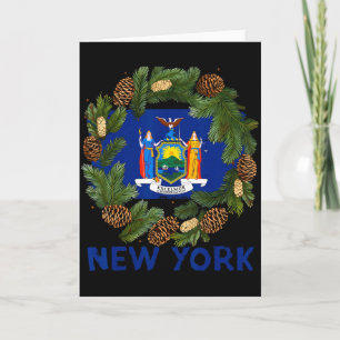 Awesome Fir Xmas Wreath Costume With New York Flag Card