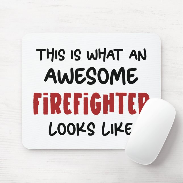 Awesome Firefighter Funny Firefighter Mouse Mat (With Mouse)