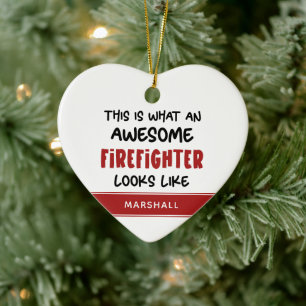 Awesome Firefighter Funny Firefighter Personalised Ceramic Tree Decoration