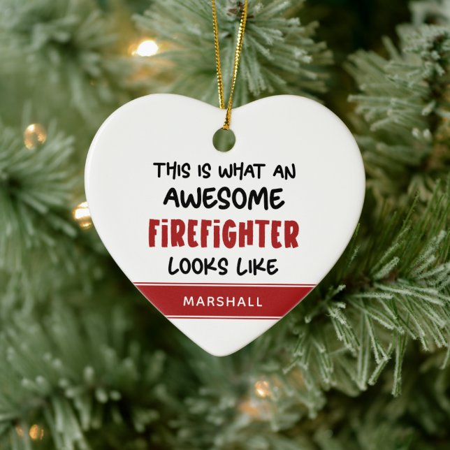 Awesome Firefighter Funny Firefighter Personalised Ceramic Tree Decoration (Tree)