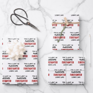 Awesome Firefighter Funny Firefighter Wrapping Paper Sheet