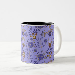 Awesome Floral Pattern Two-Tone Coffee Mug