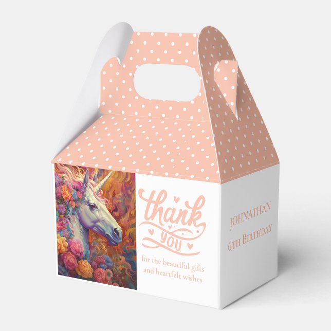 AWESOME  FLORAL UNICORN  FAVOUR BOX (Front Side)