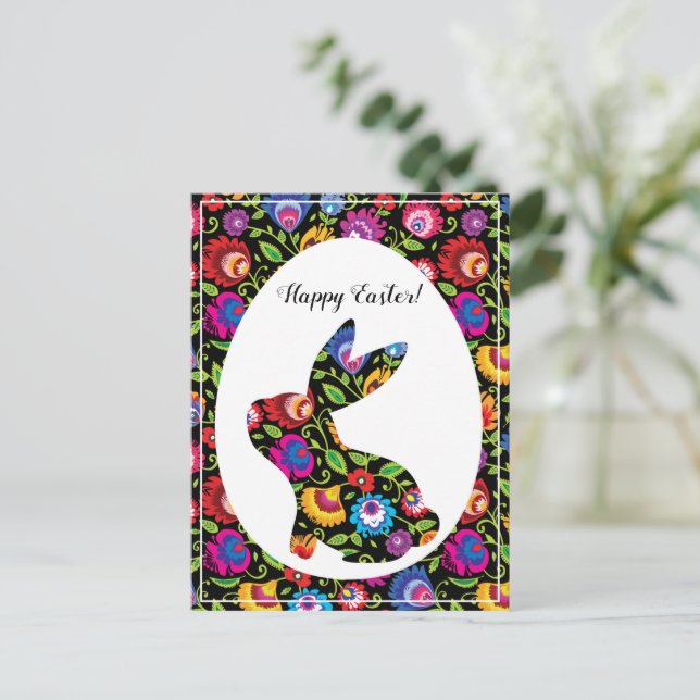 Awesome Folklore Easter bunny, customisable Postcard (Standing Front)