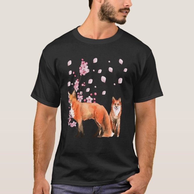 Awesome Foxes Lovers Shirt Japanese Cherry Flower  (Front)