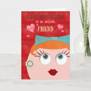 Awesome Friend Retro Gal Mother's Day for Friend Card