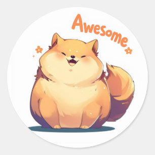 Awesome Funny Chunky Anime Dog Classic Round Sticker