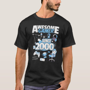 Awesome Gamer since 2000 Boy Girl Gaming Setup T-Shirt