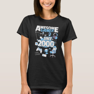 Awesome Gamer since 2000 Boy Girl Gaming Setup T-Shirt