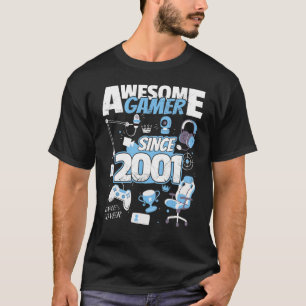 Awesome Gamer since 2001 Boy Girl Gaming Setup T-Shirt