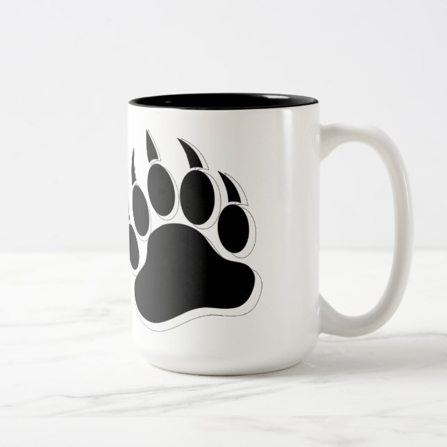 Awesome Gay Bear Paw B&W 3D effect Two-Tone Coffee Mug (Right)
