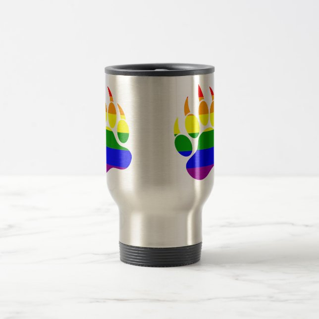 Awesome Gay Bear Rainbow claw Travel Mug (Center)