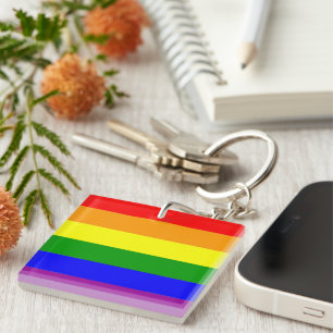 AWESOME GAY PRIDE RAINBOW FLAG KEY RING