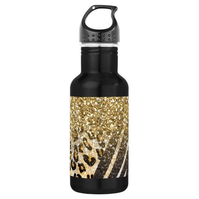 Awesome girly trendy gold leopard and zebra print 532 ml water bottle (Front)