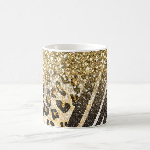 Awesome girly trendy gold leopard and zebra print coffee mug