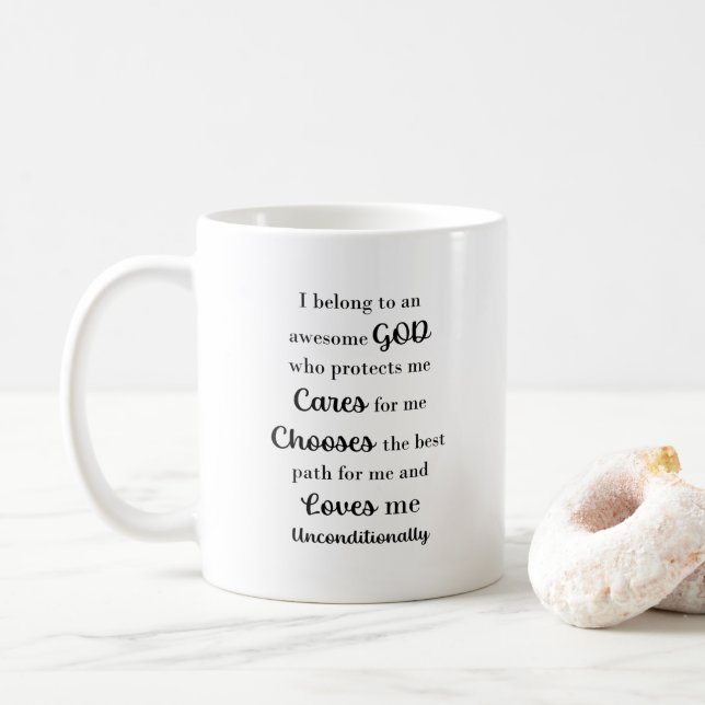 Awesome God Inspirational Quote Coffee Mug (With Donut)
