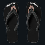 Awesome Goddess Flip Flops (guy between toes)<br><div class="desc">WIDE STRAPS - You're an Awesome Goddess,  and deserve to have a little man worshipping the ground you walk on... well... the flip flop you walk on anyway.  Have fun! Be empowered! Donates to cancer research!</div>