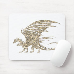 Awesome Golden Mosaic Dragon Mouse Mat