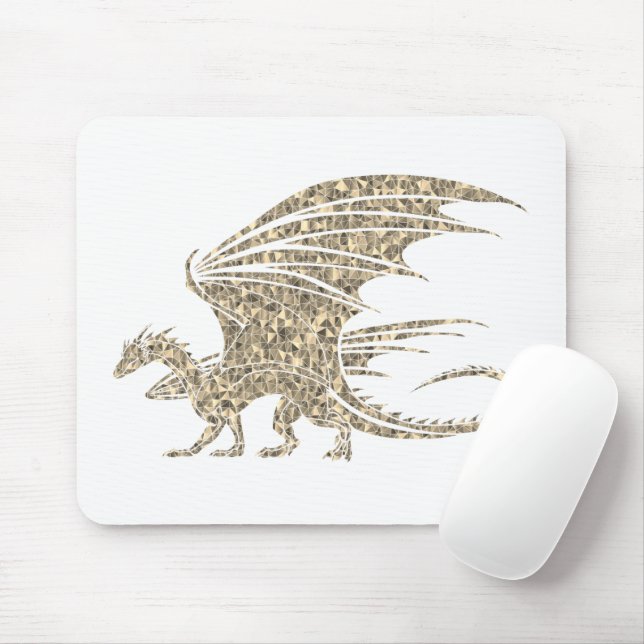 Awesome Golden Mosaic Dragon Mouse Mat (With Mouse)
