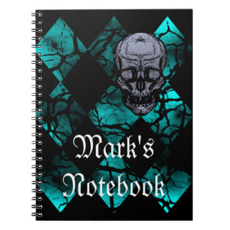 Awesome Gothic Skull and Diamond Pattern Notebook