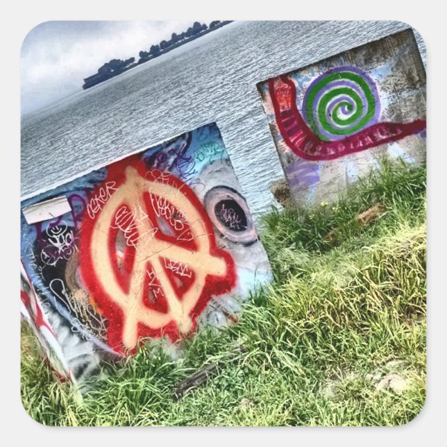 Awesome Graffiti Art in Berkeley California Square Sticker (Front)