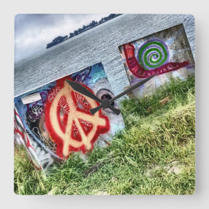 Awesome Graffiti Art in Berkeley California Square Wall Clock