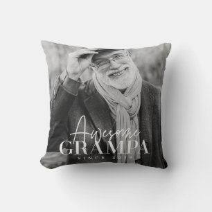 Awesome Grampa Since 20XX Simple Elegant Photo Cushion