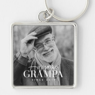 Awesome Grampa Since 20XX Simple Elegant Photo Key Ring