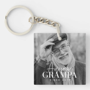 Awesome Grampa Since 20XX Simple Elegant Photo Key Ring