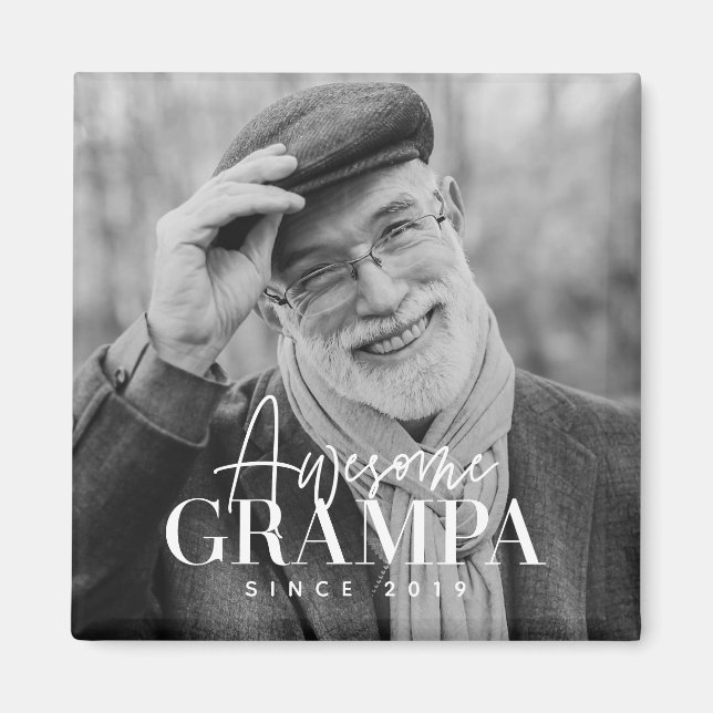 Awesome Grampa Since 20XX Simple Elegant Photo Magnet (Front)