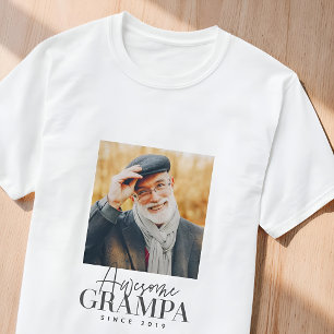 Awesome Grampa Since 20XX Simple Elegant Photo T-Shirt