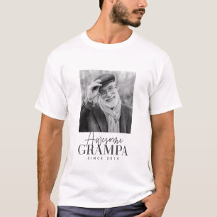 Awesome Grampa Since 20XX Simple Elegant Photo T-Shirt