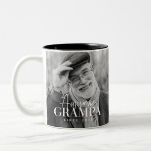 Awesome Grampa Since 20XX Simple Elegant Photo Two-Tone Coffee Mug